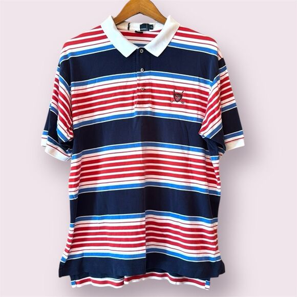 POLO RALPH LAUREN Vintage Golf Crest Striped Polo - Picture 1 of 12